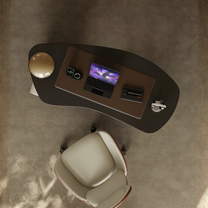 VELORIA Modern Office Desk and Leather Chair