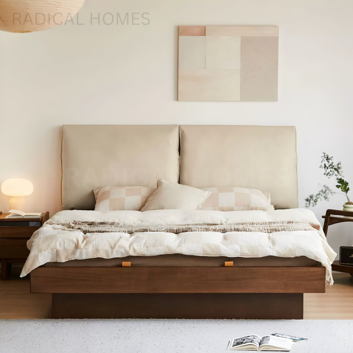 NUESTRO Modern Solid Wood Storage Bedframe - Radical Homes Singapore