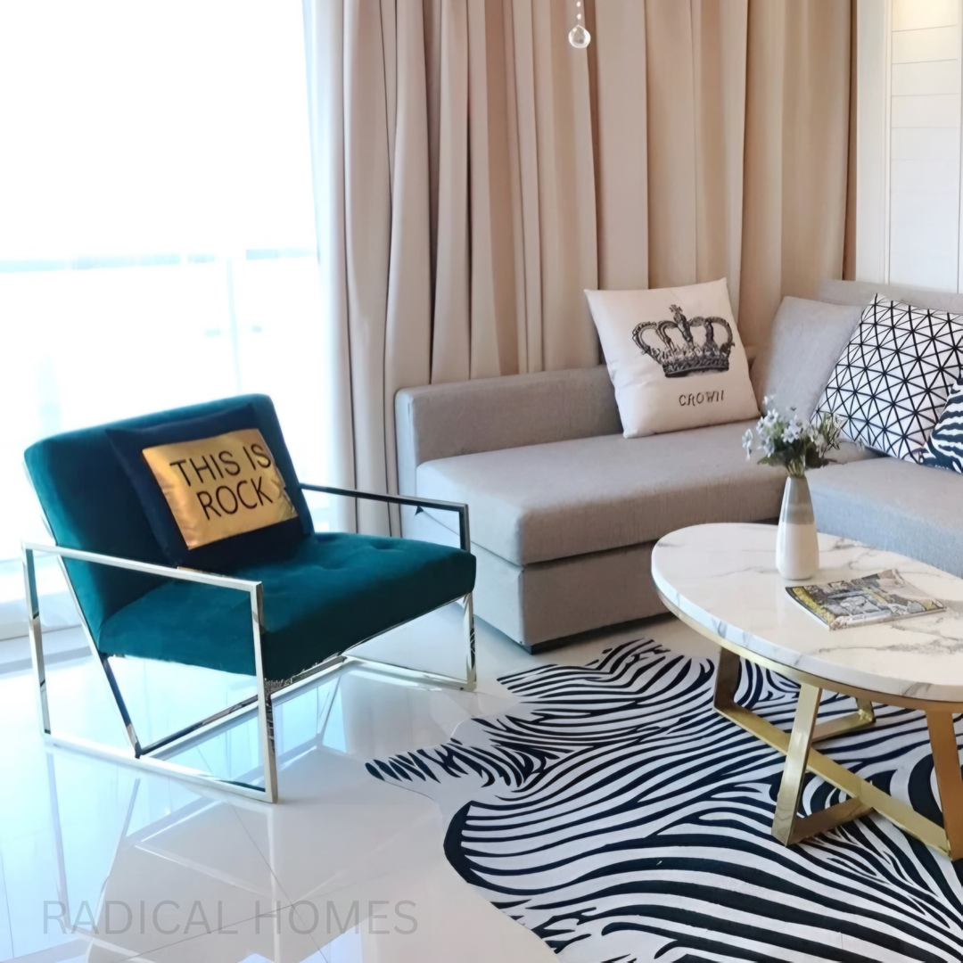 LESLI Modern Velvet Armchair - Radical Homes Singapore
