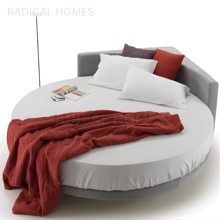 CANLAS Modern Round Fabric Bedframe - Radical Homes Singapore