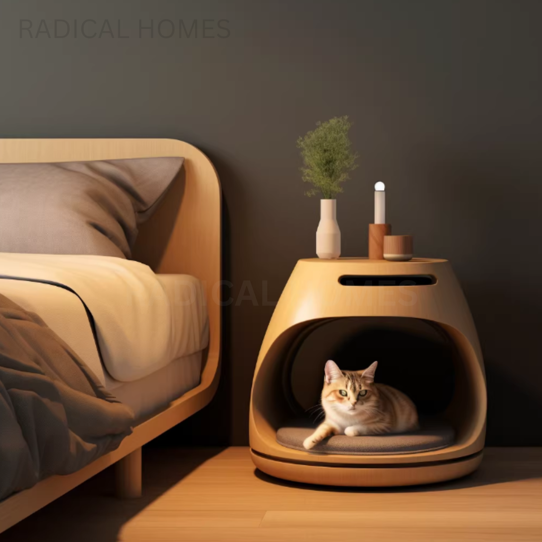BRIANA Solid Wood Cat Side Table - Radical Homes Singapore