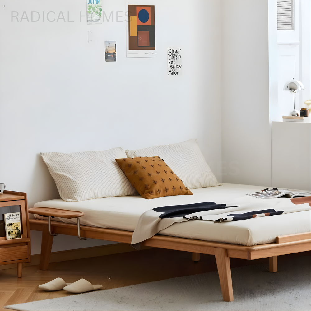 OLIVIA Japandi Multifunctional Solid Wood Bedframe - Radical Homes Singapore
