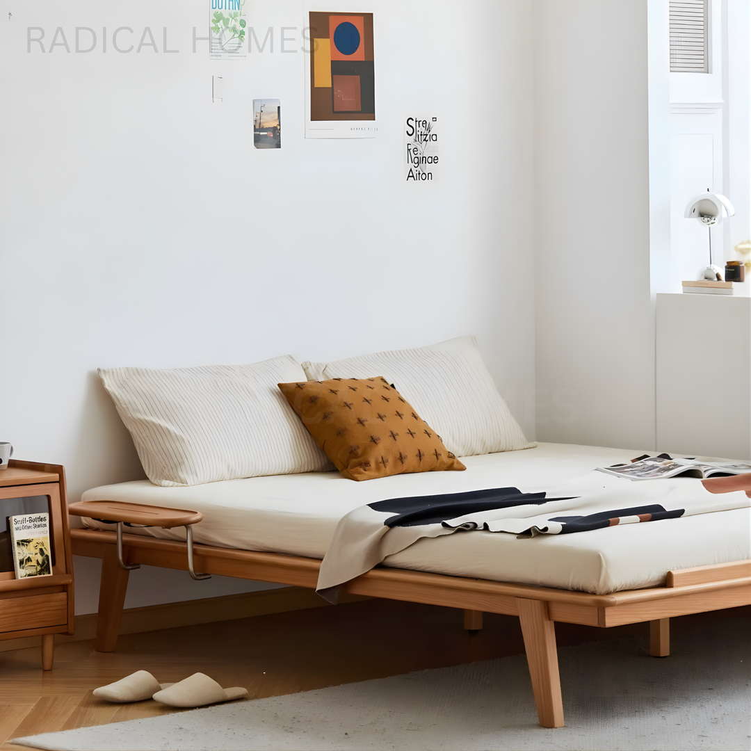 OLIVIA Japandi Multifunctional Solid Wood Bedframe - Radical Homes Singapore