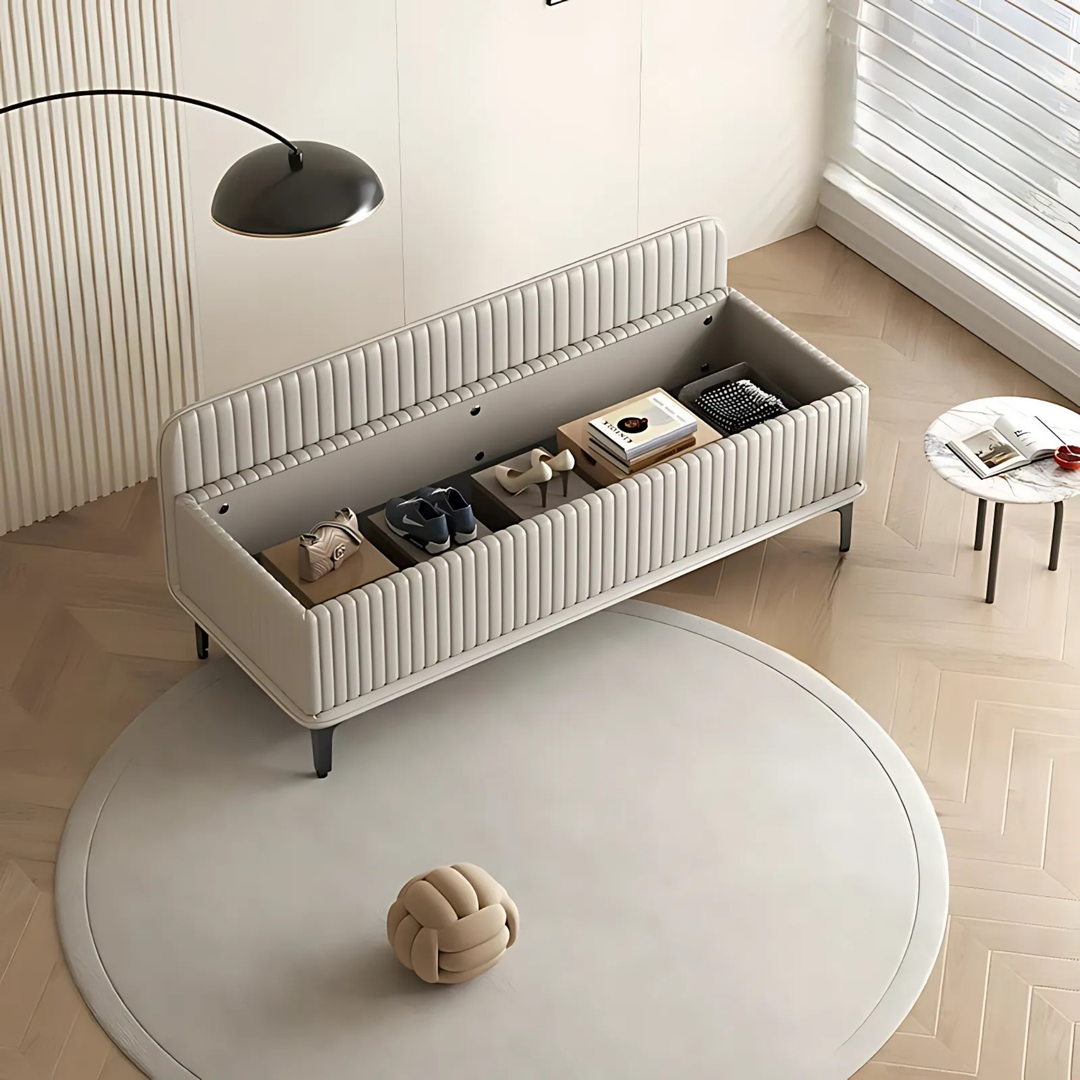 SANTKI Modern Leather Storage Bench
