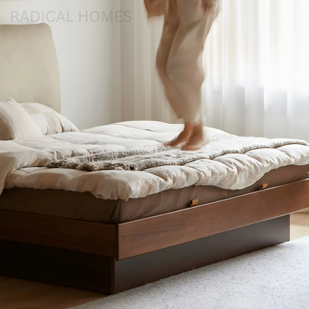 NUESTRO Modern Solid Wood Storage Bedframe - Radical Homes Singapore