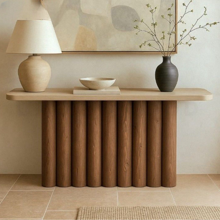 FOREI Modern Travertine Console Table