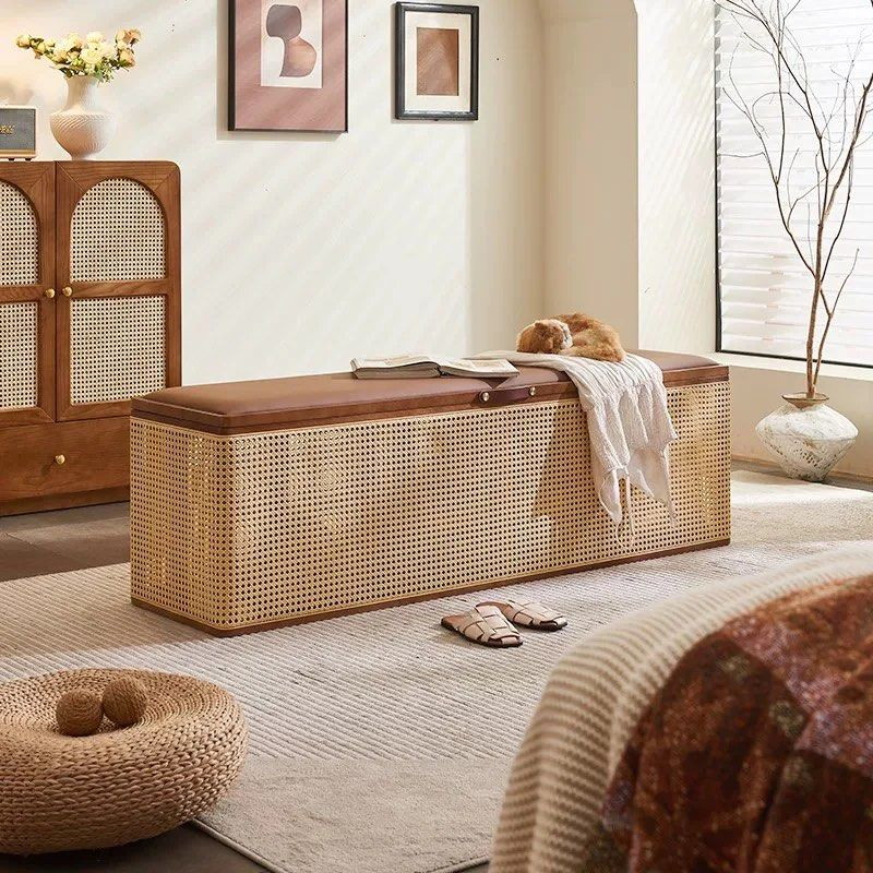 JELINA Rattan Bench With Storage