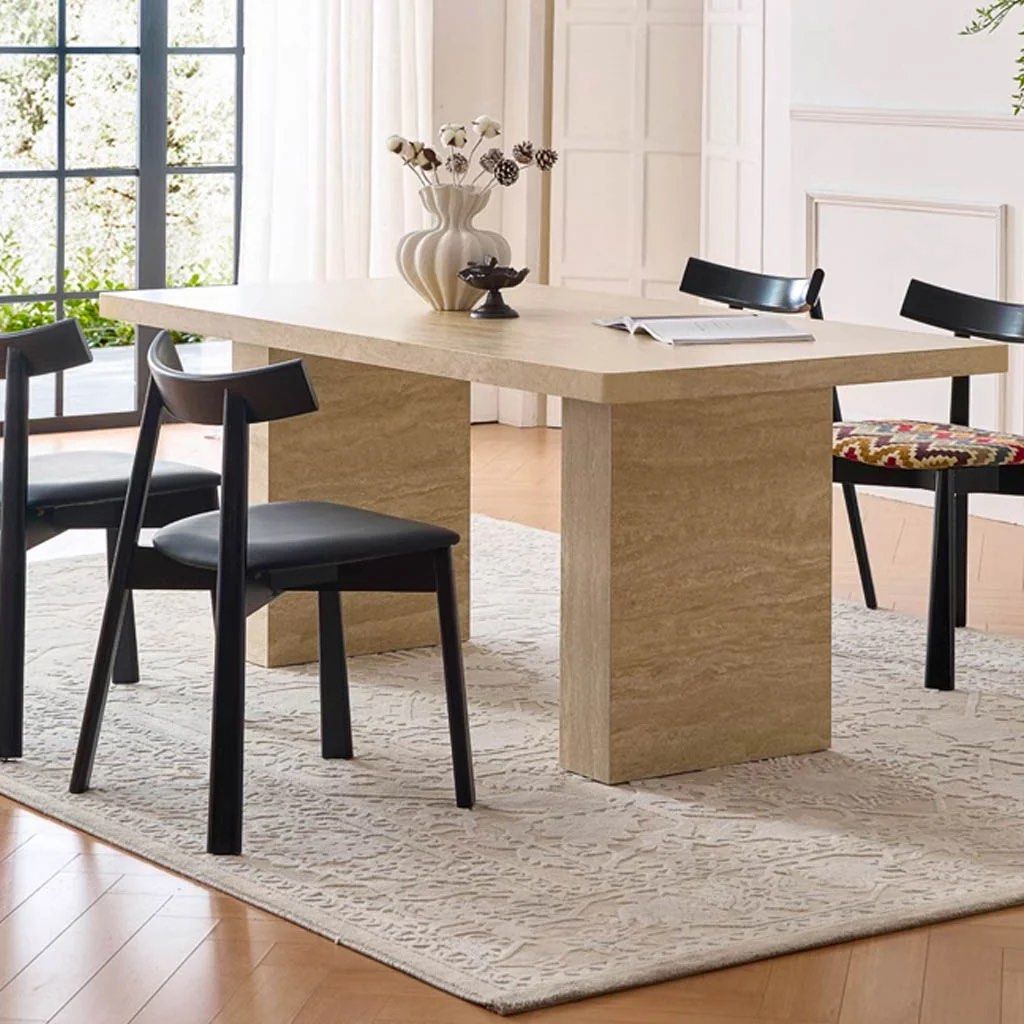 ALEXO Modern Travertine Dining Table