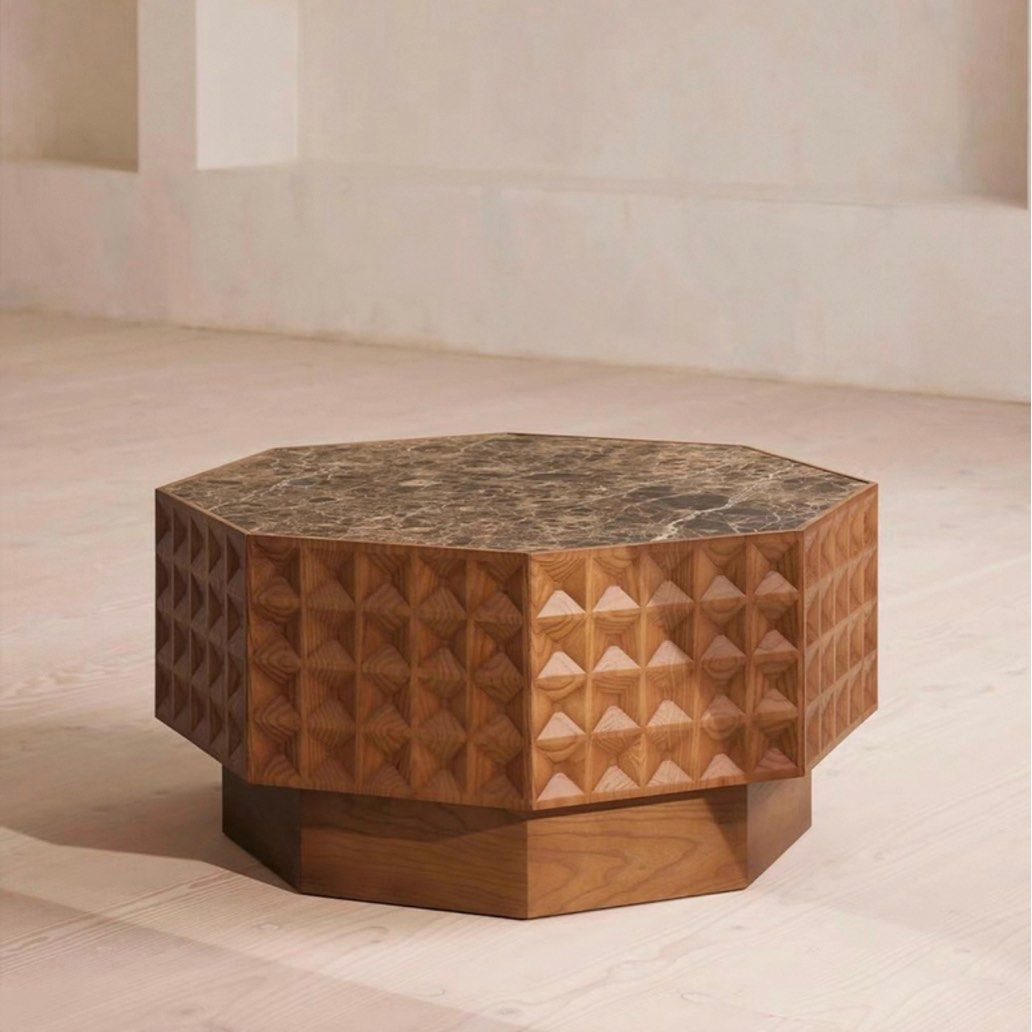 ROFIEL Rustic Marble Coffee Table