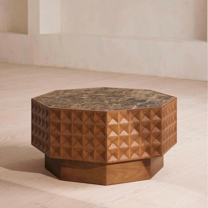 ROFIEL Rustic Marble Coffee Table