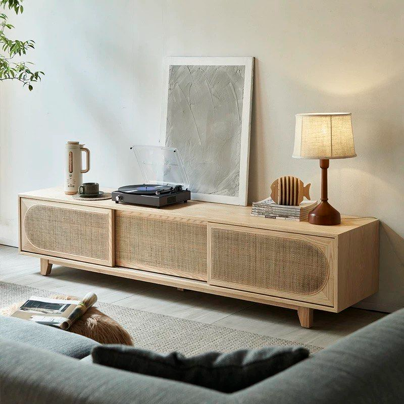 FACIRE Rustic Rattan TV Console