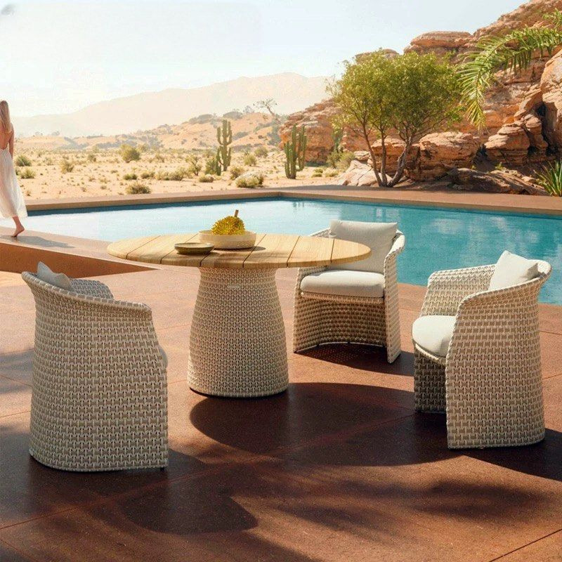 VAFAIA Modern Teak Wood Outdoor Table & Chairs