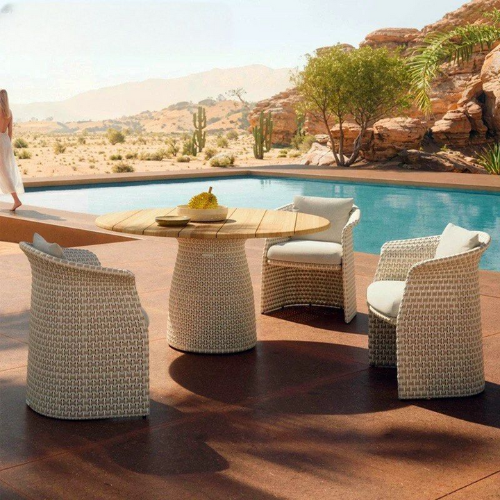VAFAIA Modern Teak Wood Outdoor Table & Chairs
