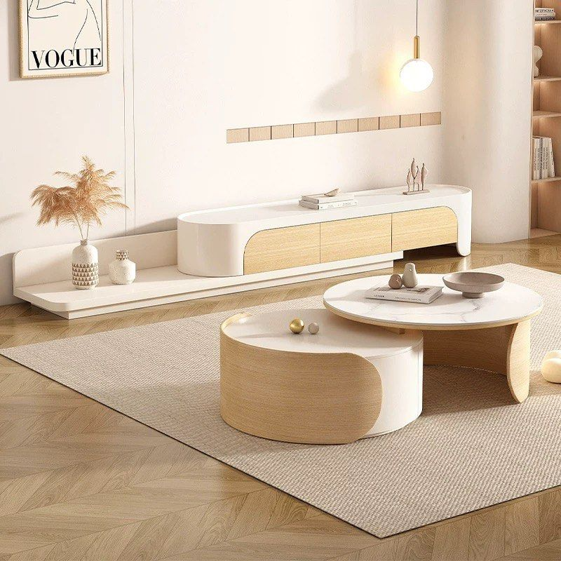 HURLEO Japandi Extendable TV Console & Coffee Table