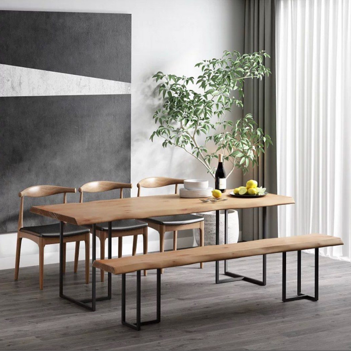 HOLMES Industrial Solid Wood Dining Table
