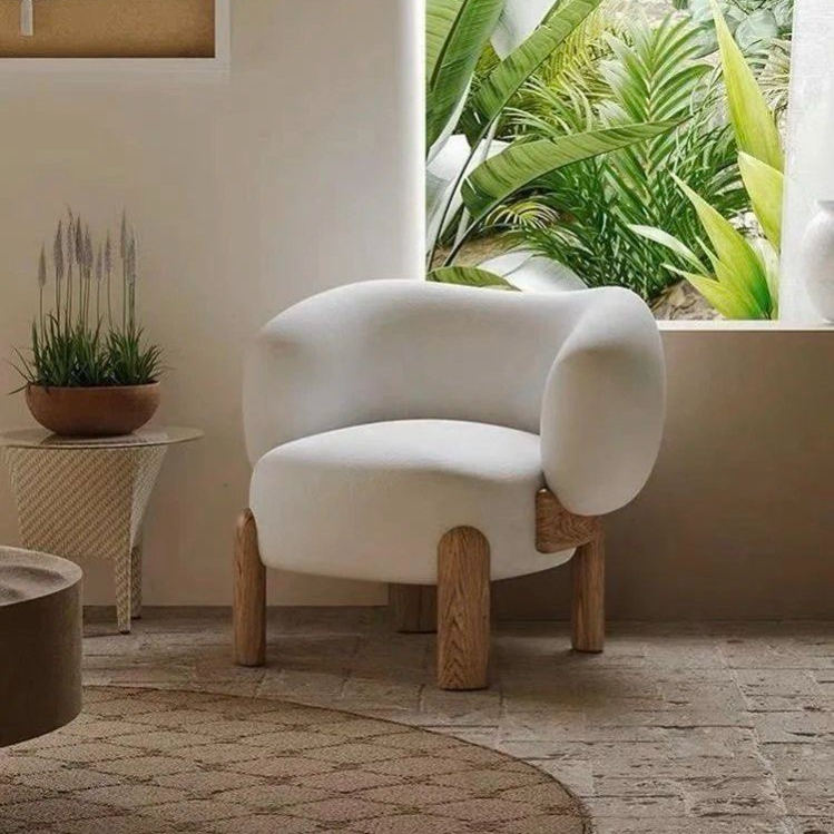 RAVIEA Modern Curved Boucle Lounge Chair