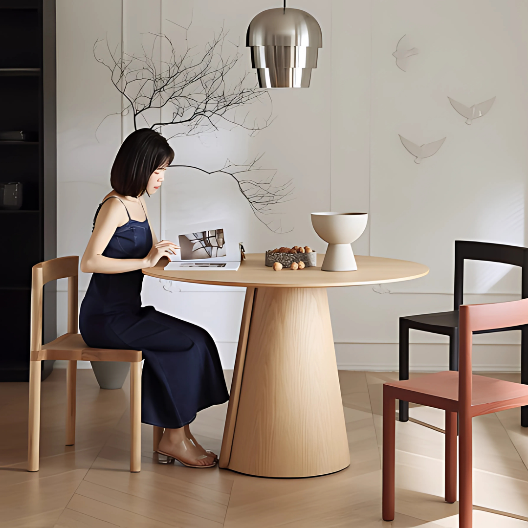 YISHE Solid Wood Round Dining Table