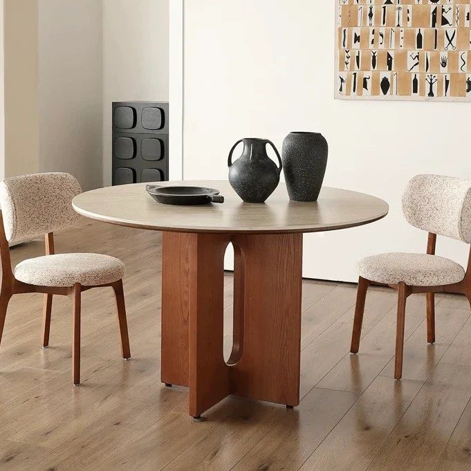 ISSA Modern Travertine Round Dining Table