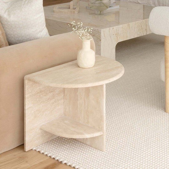 KIM Modern Travertine Side Table
