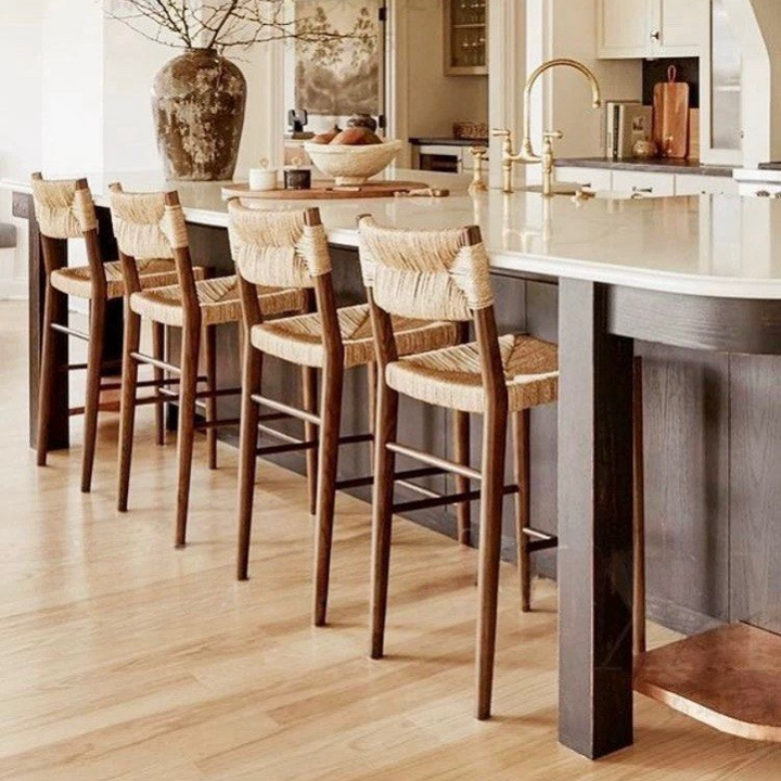 KEVAE Rustic Rattan Bar Stool