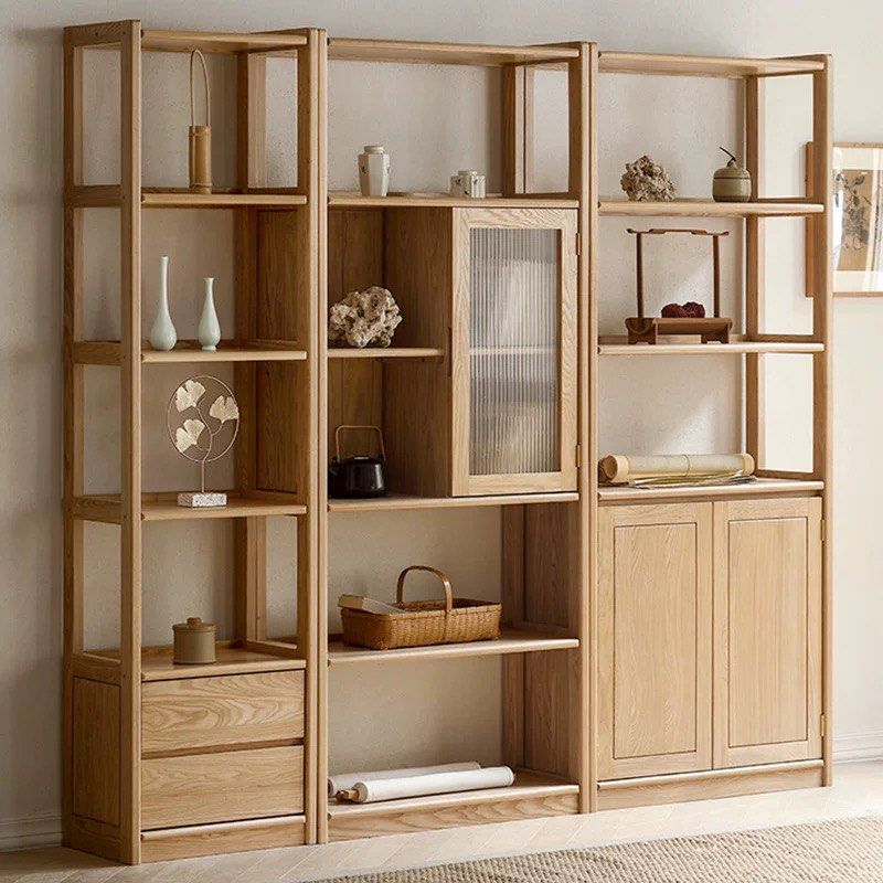 RUFUE Japandi Solid Wood Display Shelf