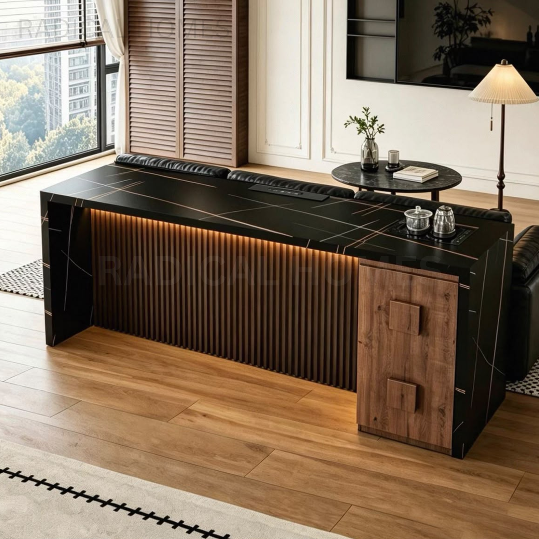 JEFI Modern Sintered Stone Bar Table With Storage