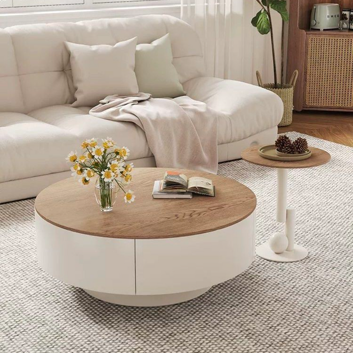 AOME Japandi Sintered Stone Round Coffee Table