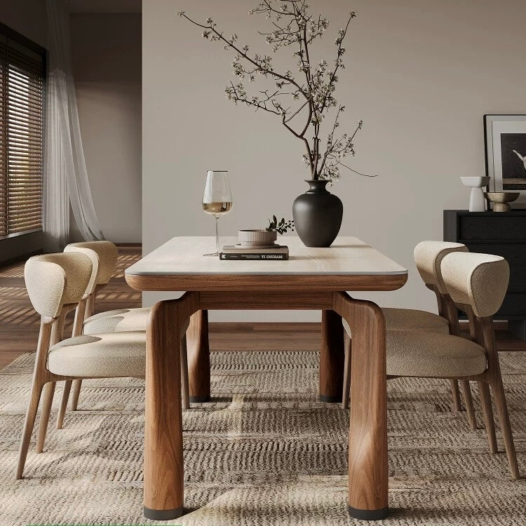 QUINTOS Modern Travertine Dining Table