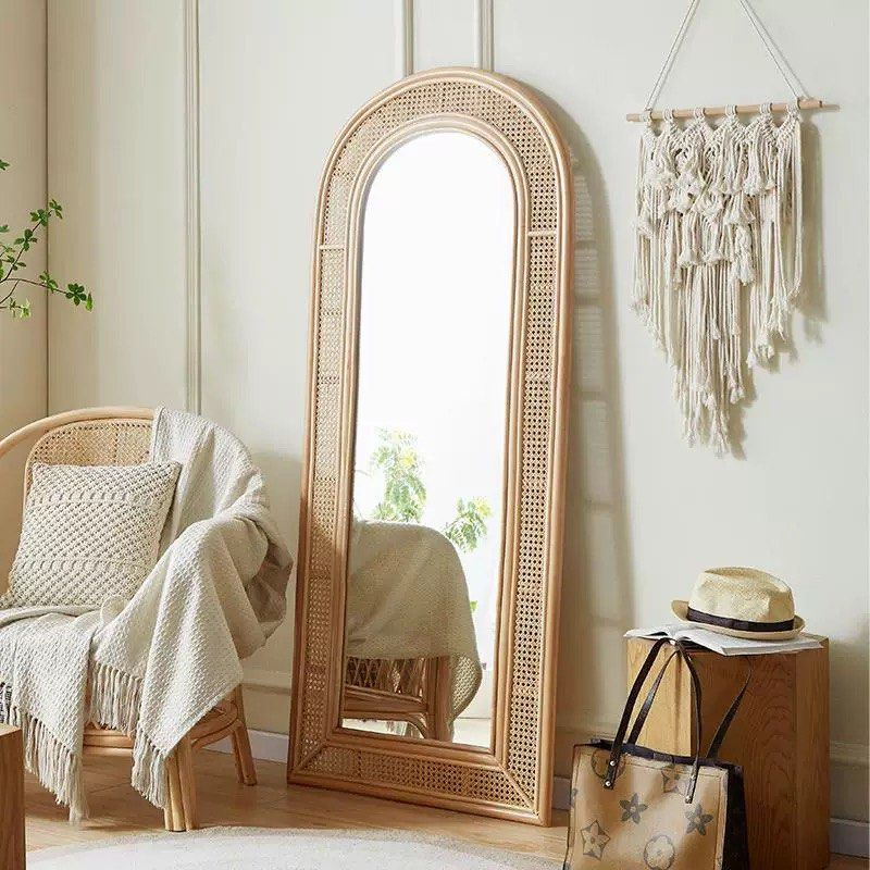 AUFREI Modern Full Length Rattan Mirror