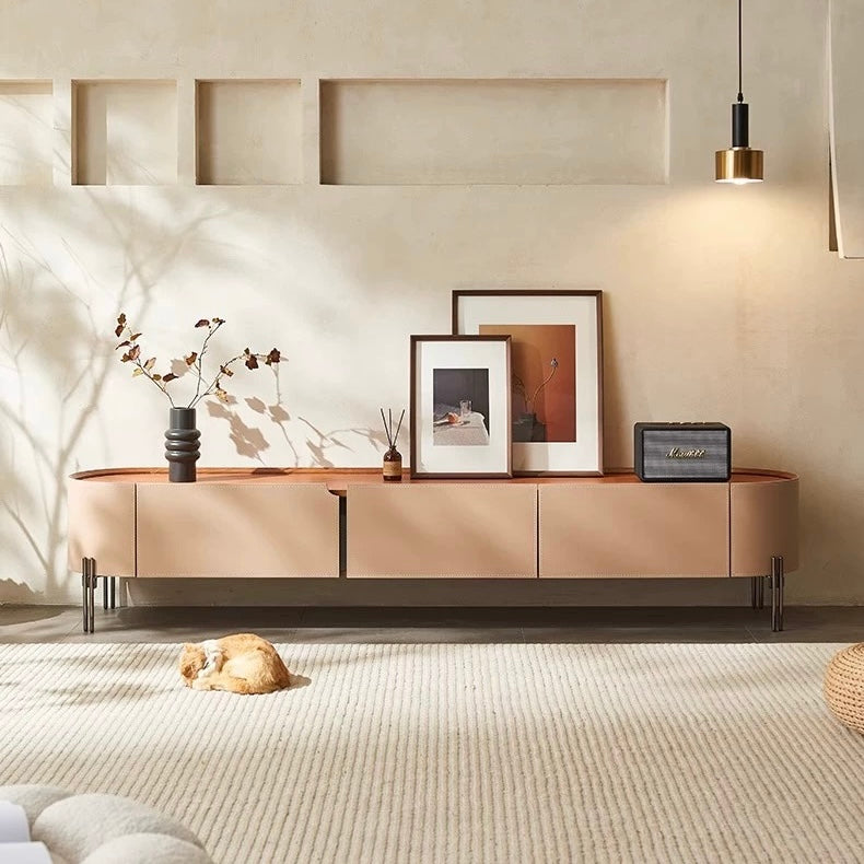 LUXEM Modern Saddle Leather TV Console