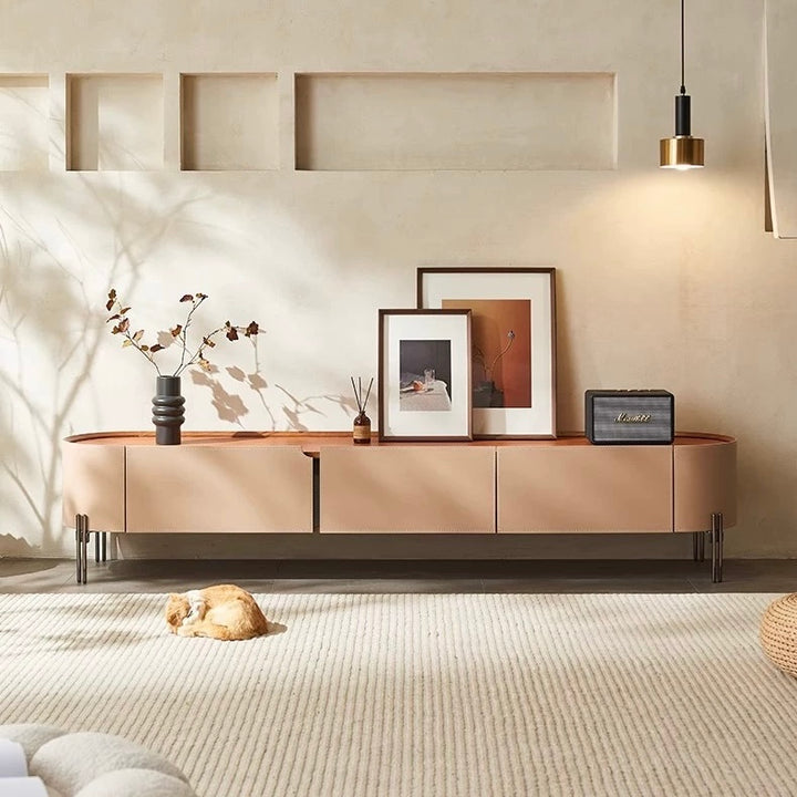LUXEM Modern Saddle Leather TV Console