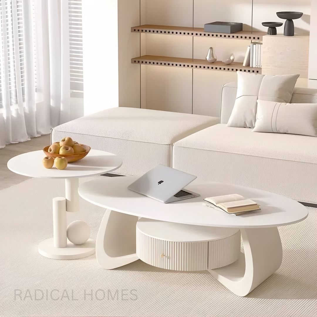 LYRAS Modern Oval Coffee Table - Radical Homes Singapore