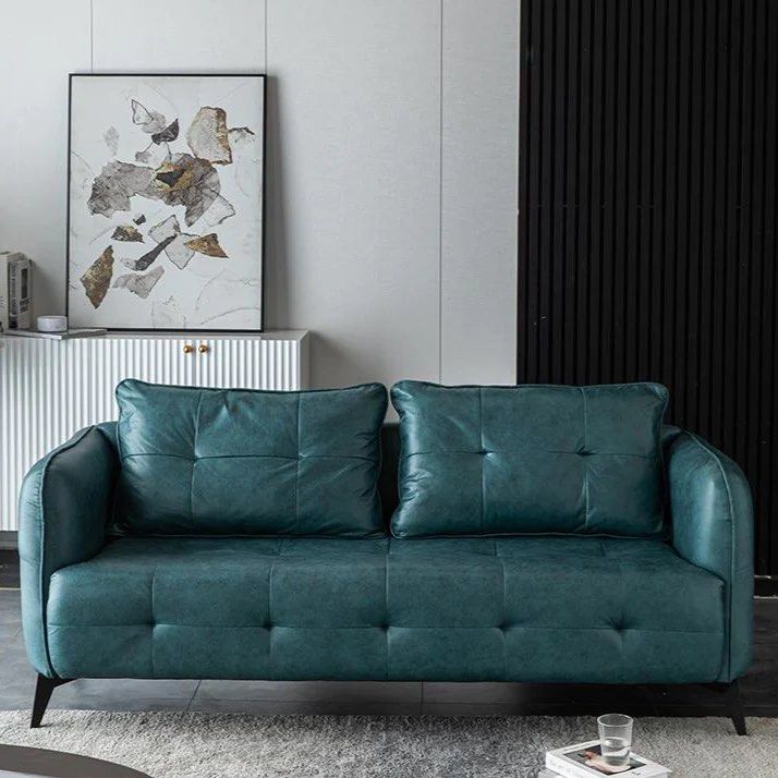 MARELDA Faux Leather Square Arm Sofa