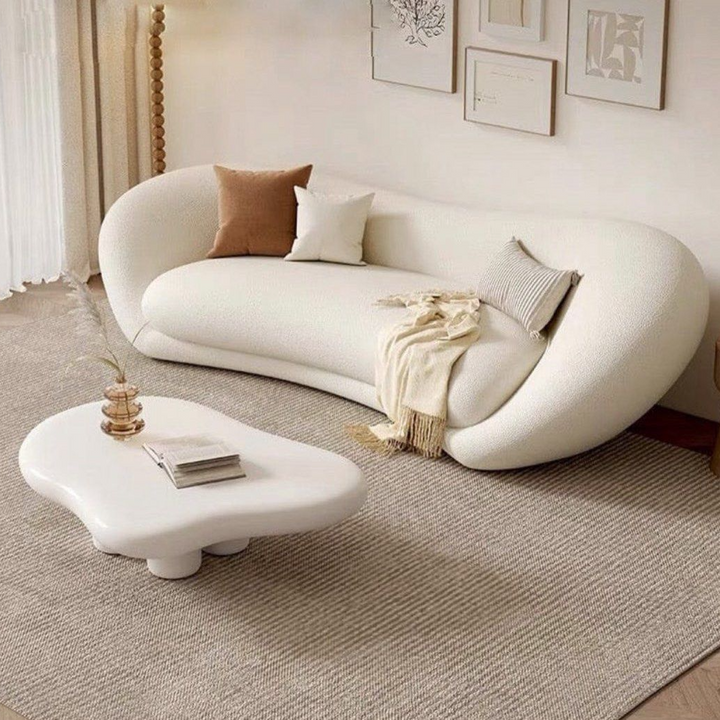 TARENI Modern Curve Leather Sofa