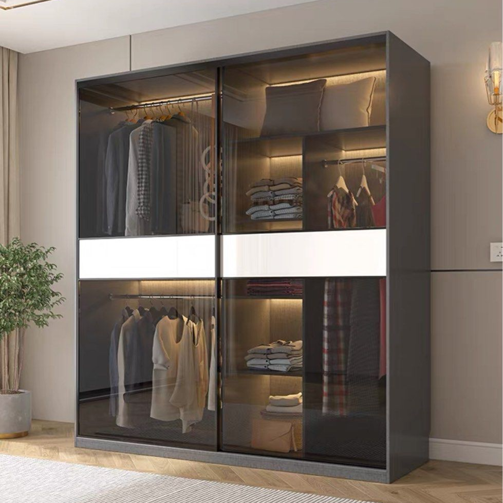 DOMITIAN Modern Glass With LED Wardrobe