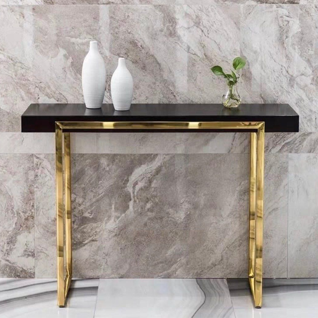 THALES Modern Chrome Gold Console Table