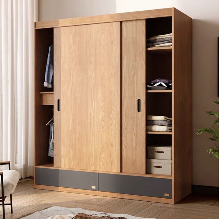 DRUSUS Japandi Solid Wood Wardrobe