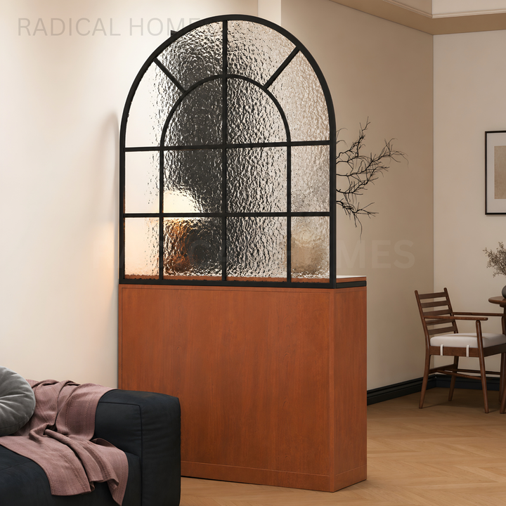 TUSCANY Mappa Burl Shoe Cabinet With Arched Glass Partition