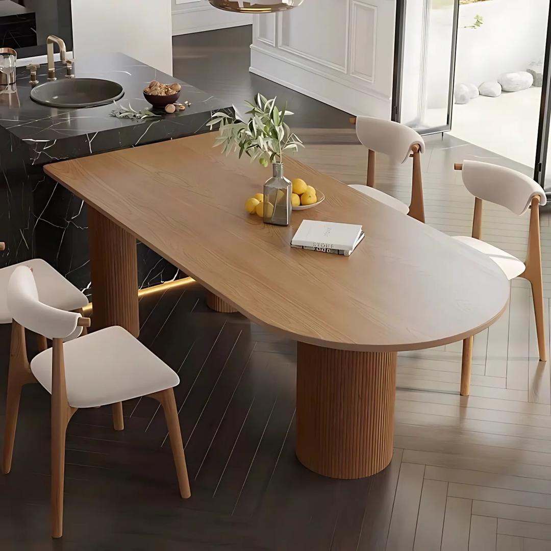NORDWOOD Modern Solid Wood Oval Dining Table