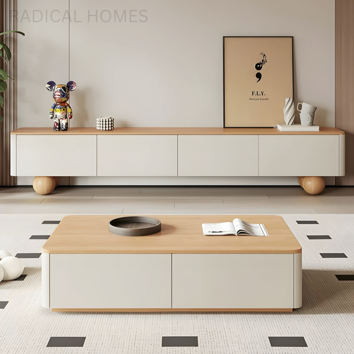LUNARA Modern Solid Wood TV Console - Radical Homes Singapore