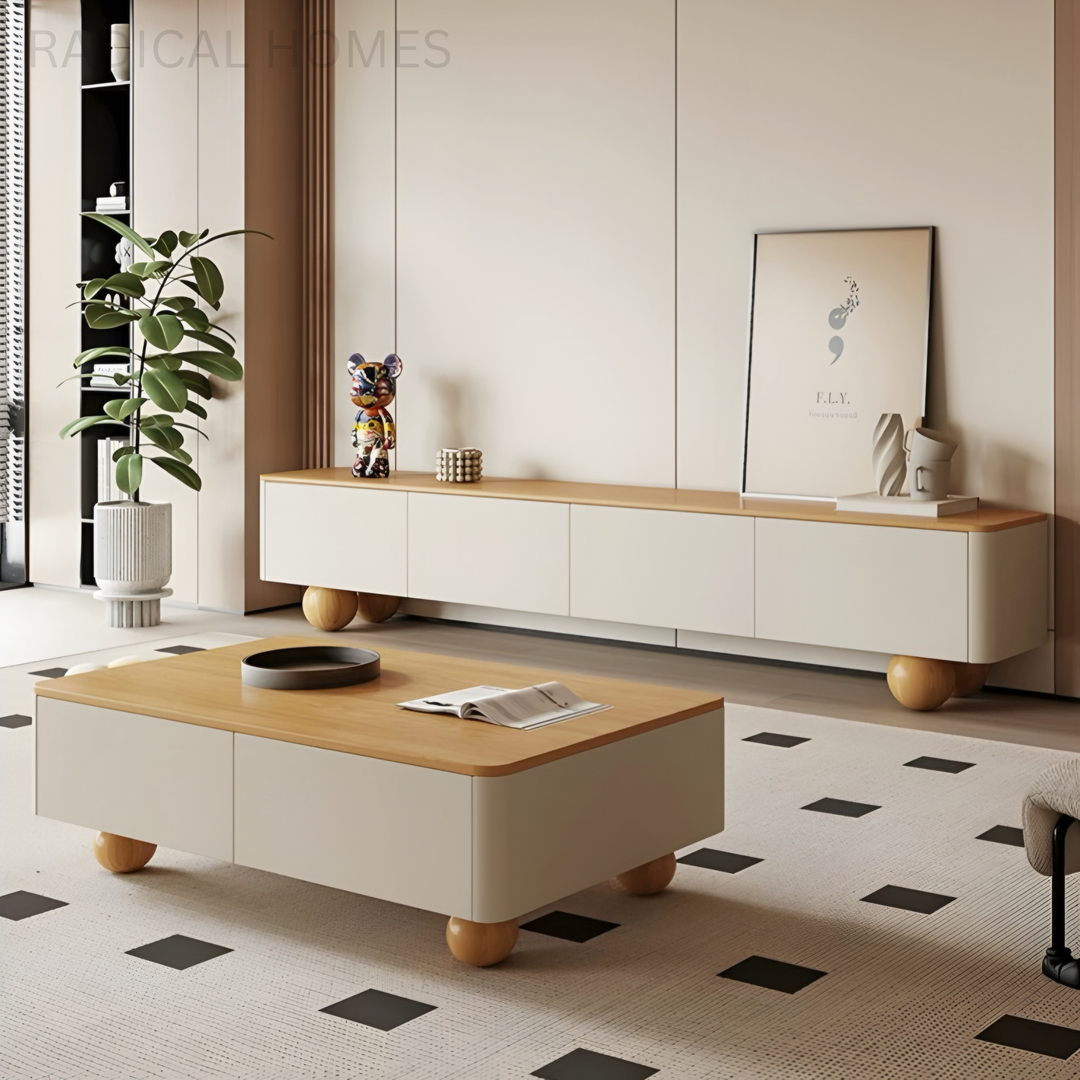 LUNARA Modern Solid Wood TV Console - Radical Homes Singapore