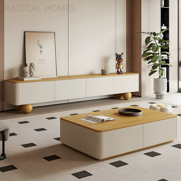 LUNARA Modern Solid Wood TV Console - Radical Homes Singapore