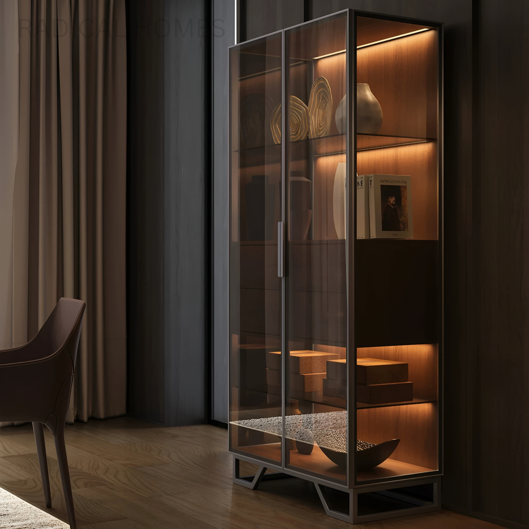 ZORVENA Modern Glass Display Cabinet