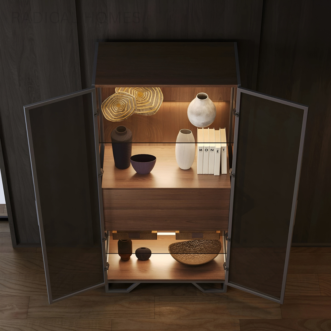 ZORVENA Modern Glass Display Cabinet