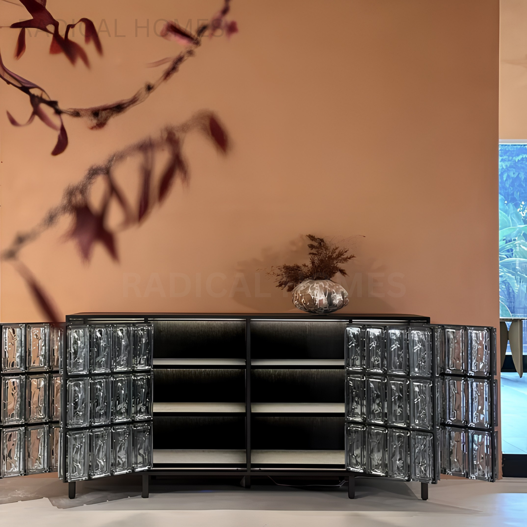ALUFE Modern Crystal Glass Sideboard