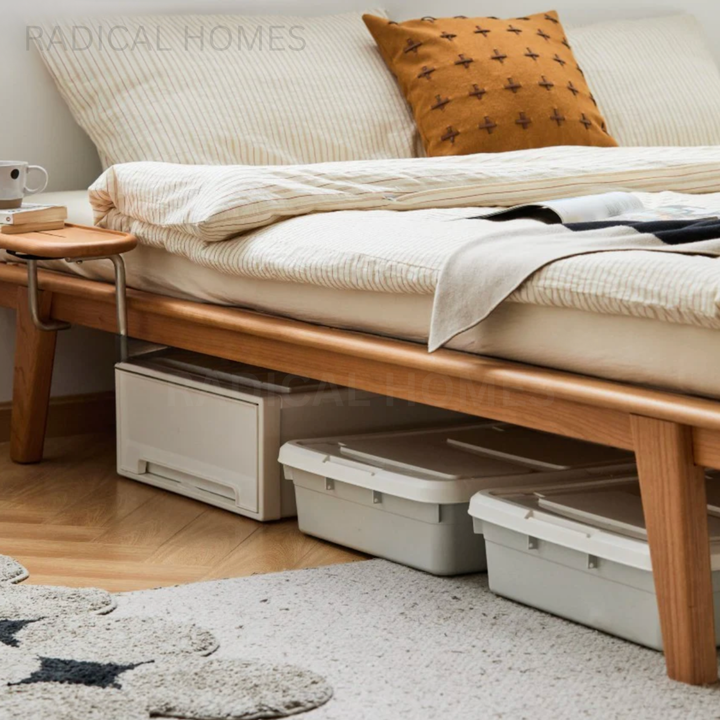 OLIVIA Japandi Multifunctional Solid Wood Bedframe - Radical Homes Singapore