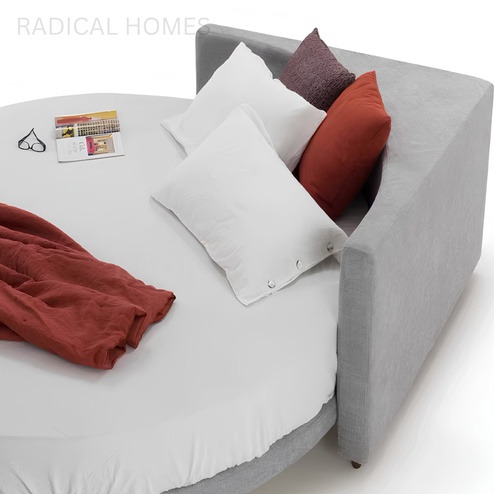 CANLAS Modern Round Fabric Bedframe - Radical Homes Singapore