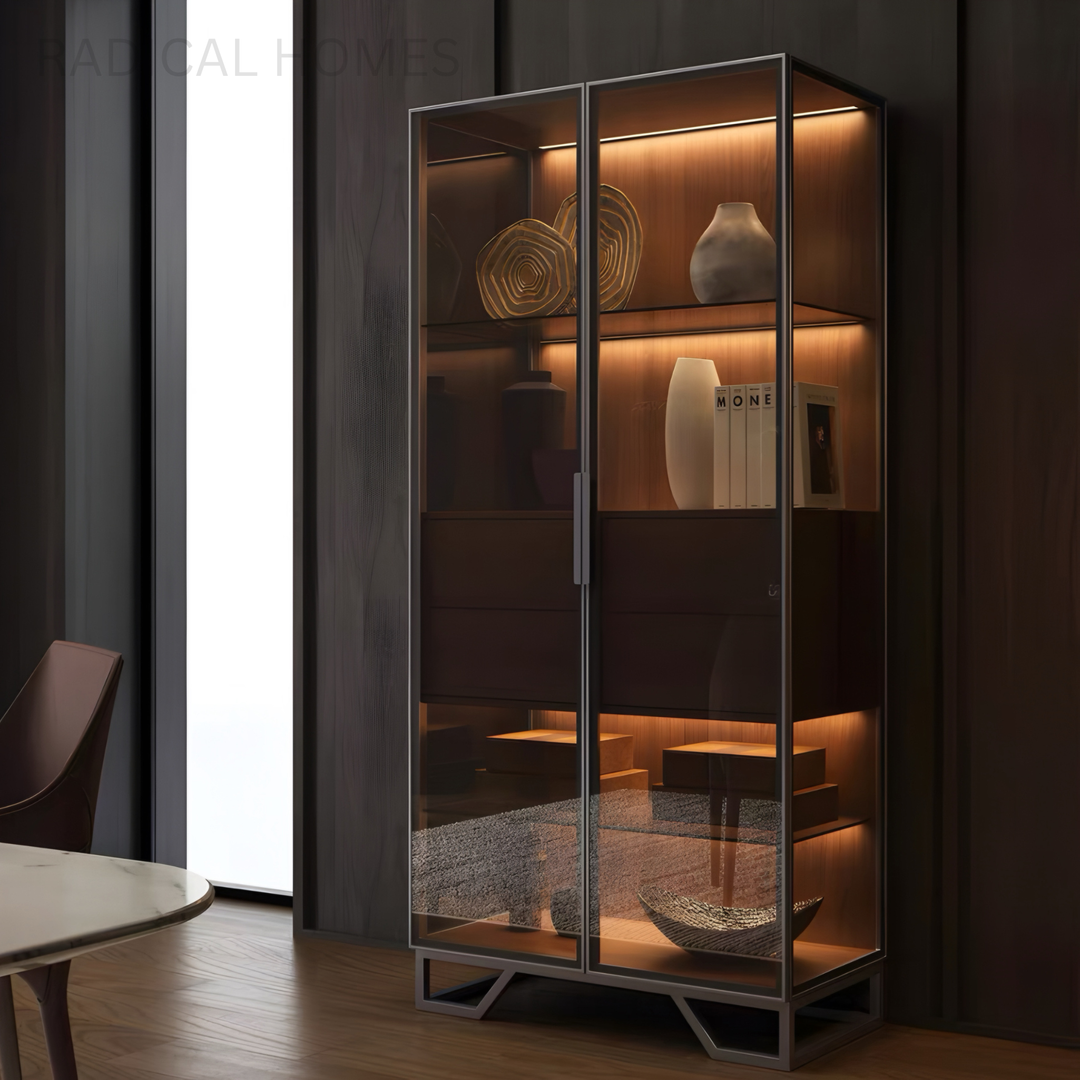 ZORVENA Modern Glass Display Cabinet