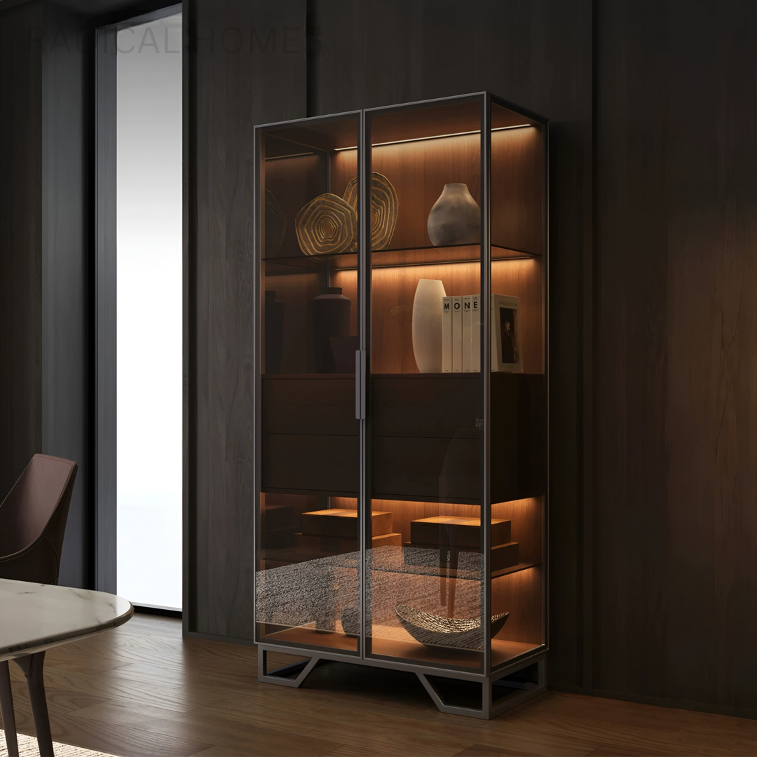 ZORVENA Modern Glass Display Cabinet
