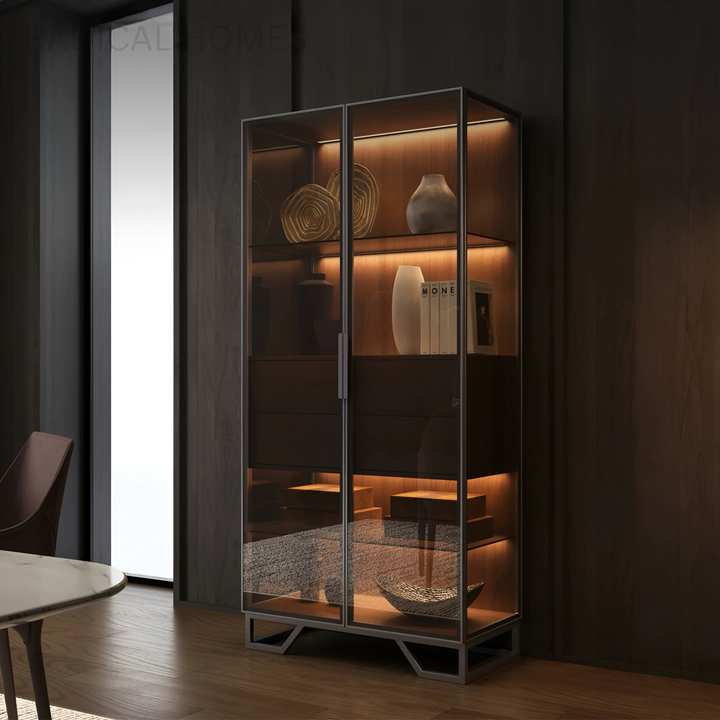 ZORVENA Modern Glass Display Cabinet